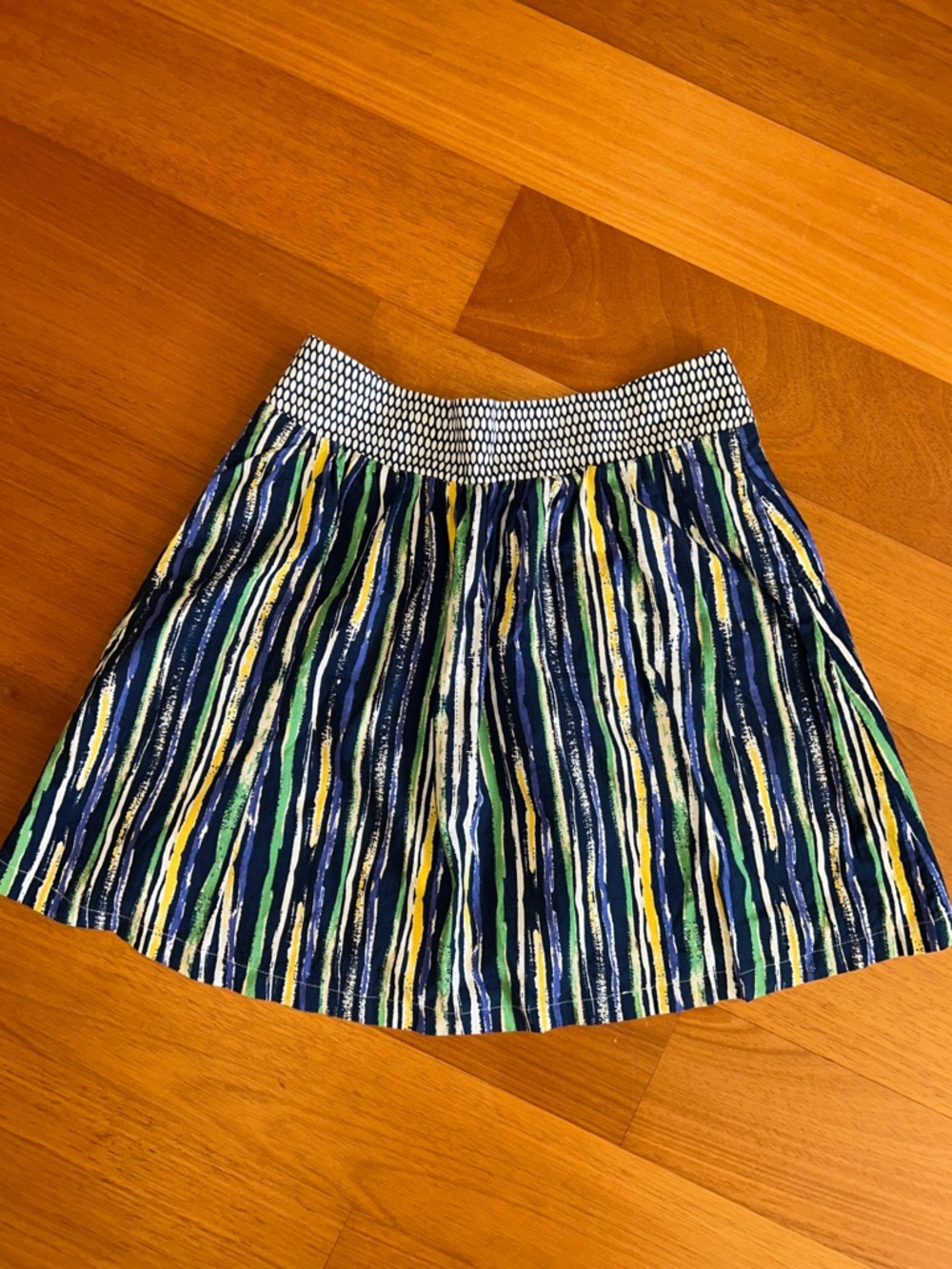Anthropologie Porridge Blue Striped Lined Skirt Womens Size 4 Pockets Cotton